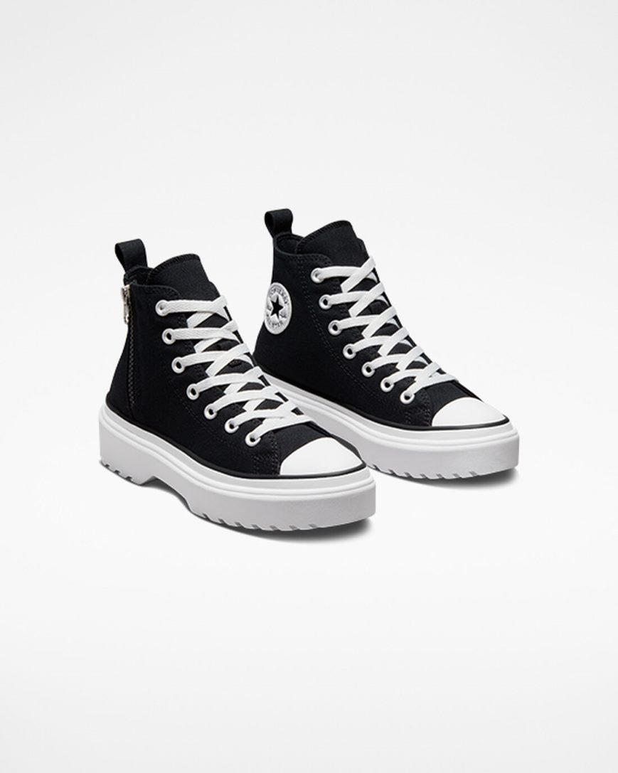 Dívčí Boty Na Platformy Converse Chuck Taylor All Star Lugged Lift Platene Vysoké Černé Bílé | CZ UWHF18